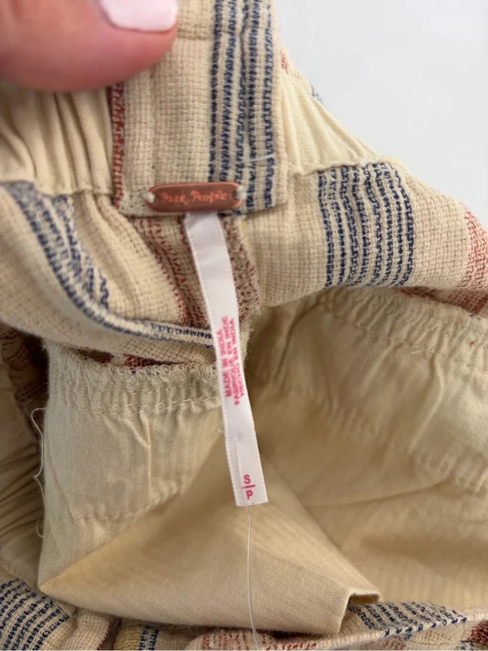 Free People Topanga Tan Combo Striped Paperbag Waist Shorts Size Small NWT